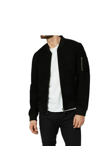Men real suede - suede, black