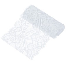 5-Yard 5.9 Inch Wide Elastic Lace Fabric, Ribbon Stretchy Trim Silver White