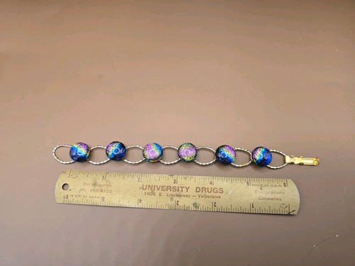 Dichroic glass link bracelet - glass,