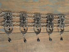 PAST TIMES ART DECO SILVER FILIGREE FAUX BLACK ONYX CHOKER COSTUME JEWELLERY