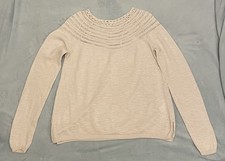 Fat Face Women’s Jumper Size 10 Cream Colour Lace Effect Top Pre-loved