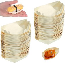 Small Wooden Boats,100 PCS Boat Dishes for Sushi Snacks and Party... 