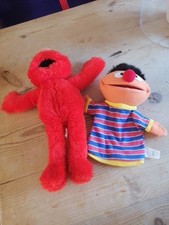 Rare APPLAUSE Tag Vintage 1987 SESAME STREET Elmo and Ernie Soft toy/puppet 