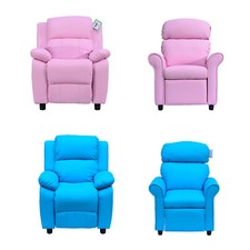 Kids Recliner Armchair Games Chair Sofa Childrens Seat  In PU Leather Pink Blue