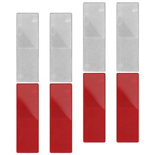 4PCS Self-Adhesive Rectangular Gate Post Reflectors for Trailer Truck Silver/Red