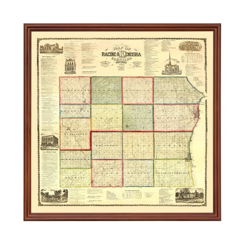 Old map kenosha county wi - old,