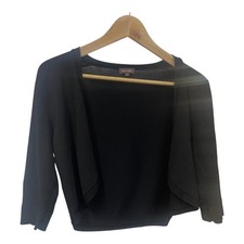 PHASE EIGHT Black Cardigan Bolero Style 3/4 Sleeve Cropped Smart Cover Up Size14