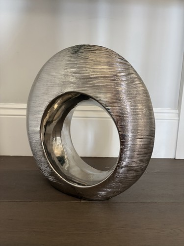 Large silver ceramic - ceramic, ring