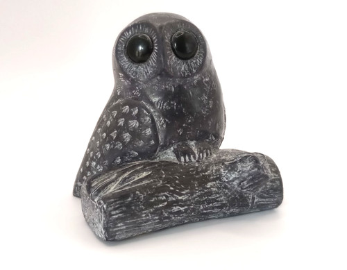 Inuit carved black soapstone - black,