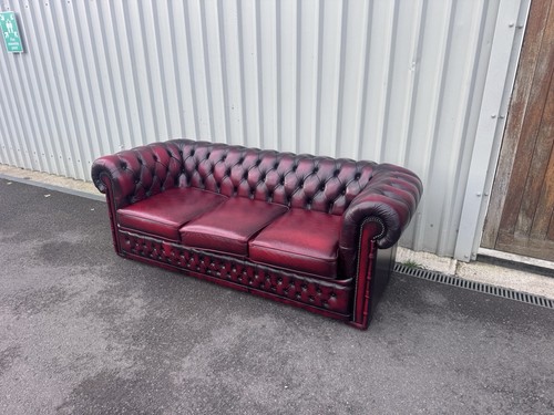 Oxblood leather chesterfield - oxblood,