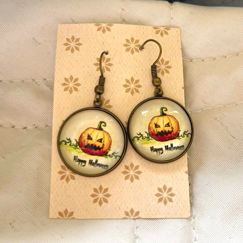 Halloween pumpkin round cameo - halloween,