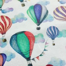 White HOT AIR BALLOON Fabric