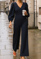 NEW Boden Alexandra Ponte jersey navy Jumpsuit Long Sleeve J0872 Sz 14 R