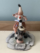 Vintage Italian ceramic Zampiva Clown figurine  playing drum hand made signed