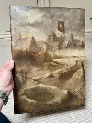 Wwi battlefield oil painting - oil,