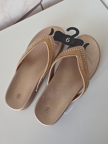 Ladies flip flops - flip-flops, gold