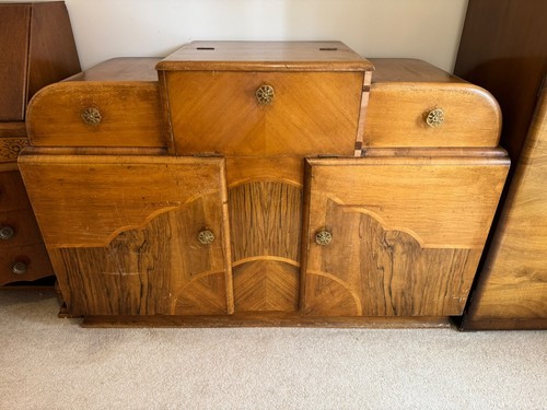 1930s art deco walnut cocktail - 1930s,