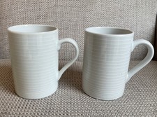 John Lewis White Ribbed Lined Mug X 2 (pair C)