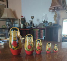 Vintage turned 5 Piece Russian Stacking Dolls