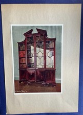 Furniture Print: Glass Fronted Bookcase. Vintage Lithograph by Edwin Foley