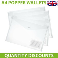 A4 POPPER WALLET CLEAR PLASTIC
