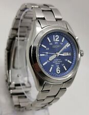 Vtg 2002 Seiko Kinetic 5M63-0B90 Day Date Blue Face 39mm Gents Bracelet Watch