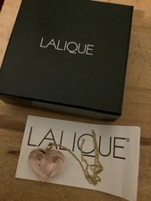 Lalique romantic entwined pink crystal glass heart 9 ct gold