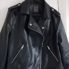 Black leather look jacket size