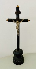 Antique French Altar Crucifix Nun's Cross Ebonized Wood Catholic Missionary Vtg