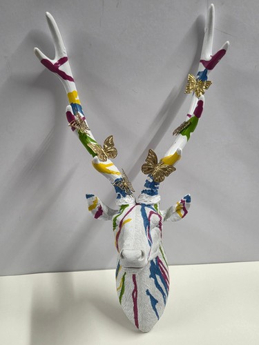 Deer head gold butterfly - deer,
