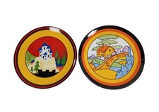 Two Wedgwood Bizarre Clarice Cliff Orange Roof Cottage & Blue Lucerne Limited Ed