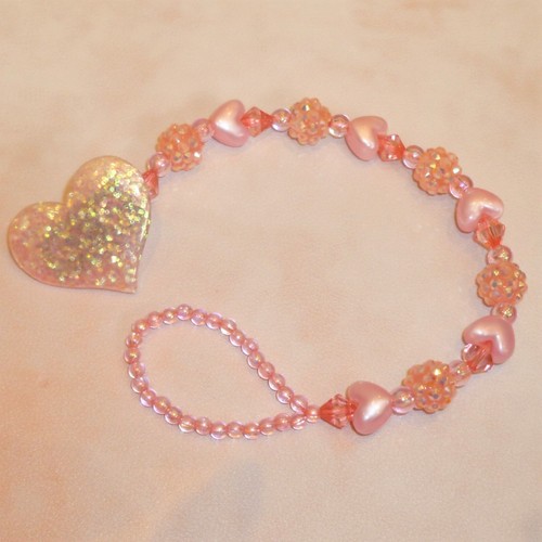 Pink heart shamballa - pink,