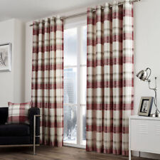 Fusion Balmoral Check 100% Cotton Eyelet Fully Lined Curtains Pair Ruby Red