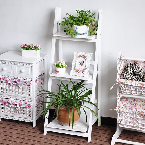 Wooden folding ladder shelf - folding,