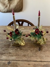 2 Vintage 1950s Christmas Candle Table Decorations