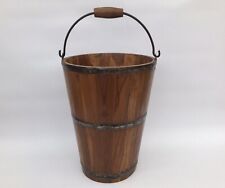 Bucket Pail Firkin planter wooden Metal Bands Vintage