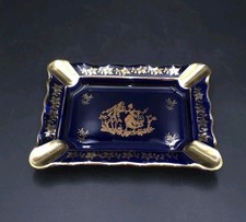 Limoges Porcelain Cobalt Blue 22k Gold Ashtray