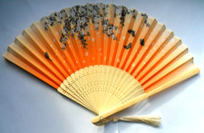 Butterfly patterned  Silk Folding Hand Fan Bamboo Chinese / Japanese Dance