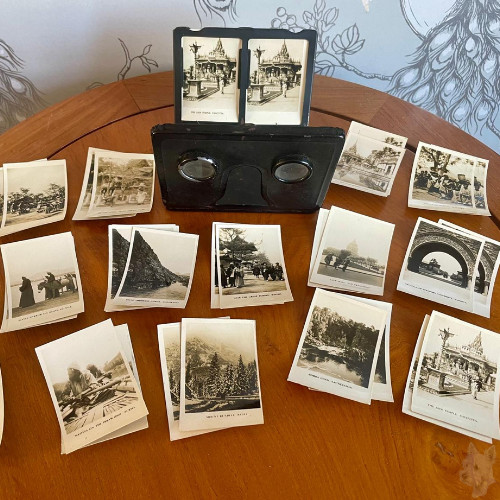 Antique stereoscope viewer - stereoscope, +