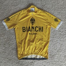 Bianchi Cycling Jersey Shirt Mens Yellow Size Large
