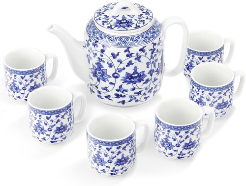 Fanquare blue white tea set - blue, &