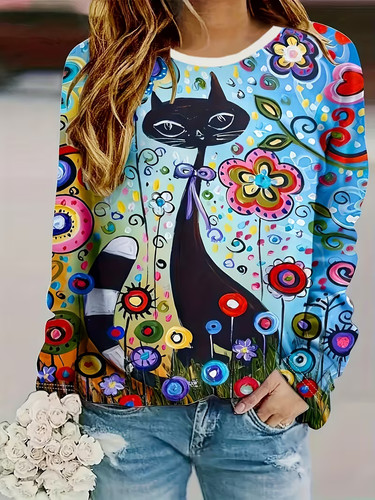 Plus size multicolour cat - size,