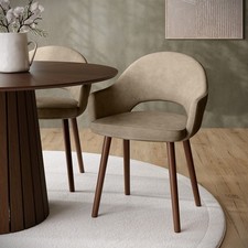 Set of 2 Beige Faux Leather Dining Chairs with Walnut Legs - Colbie CLB024