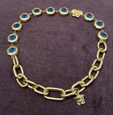 🎄 🚚 ✅ Women’s Versace Gold Blue Diamonds Necklace Brand New!