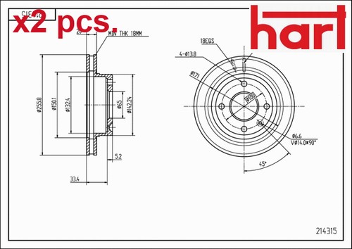 Pcs front brake - disc, set