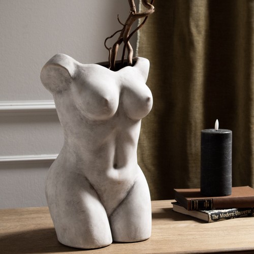 Female figure stoneware vase - stoneware,