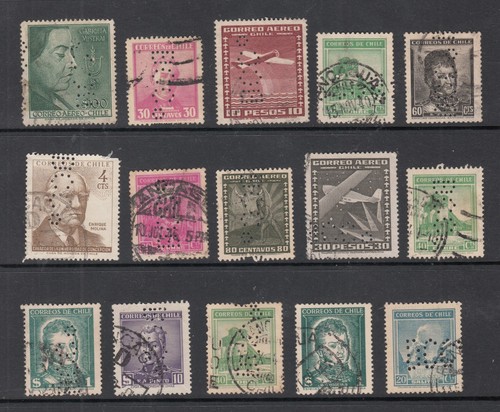 Chile perfinned stamps b c - perfinned, stamps,