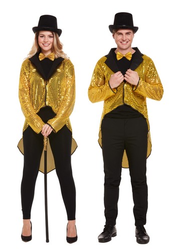 Gold sequin tail coat adult - sequin,