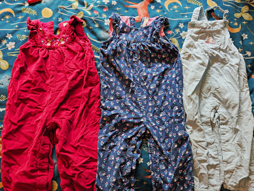 Three girls cord dungarees - three,