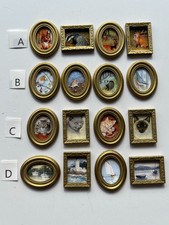 4 Dolls House Framed Miniature Pictures Wildlife/Cats/Maritime/Boats 1:12 Scale